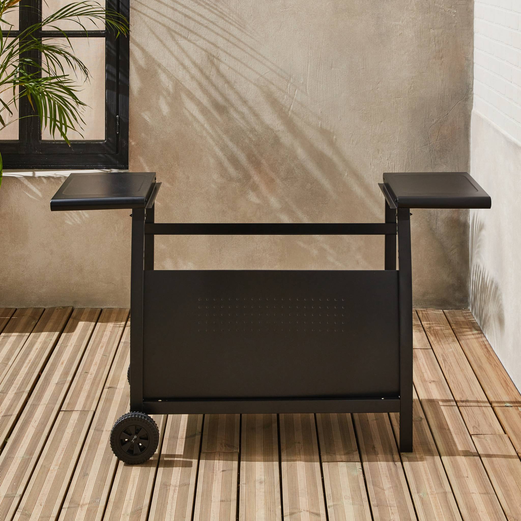 Carrello plancha 4 bruciatori acciaio, nero