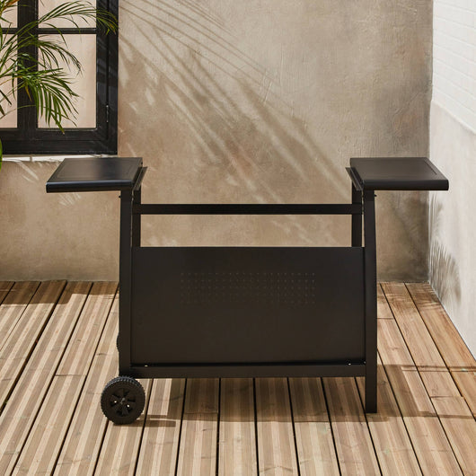 Carrello plancha 4 bruciatori acciaio, nero