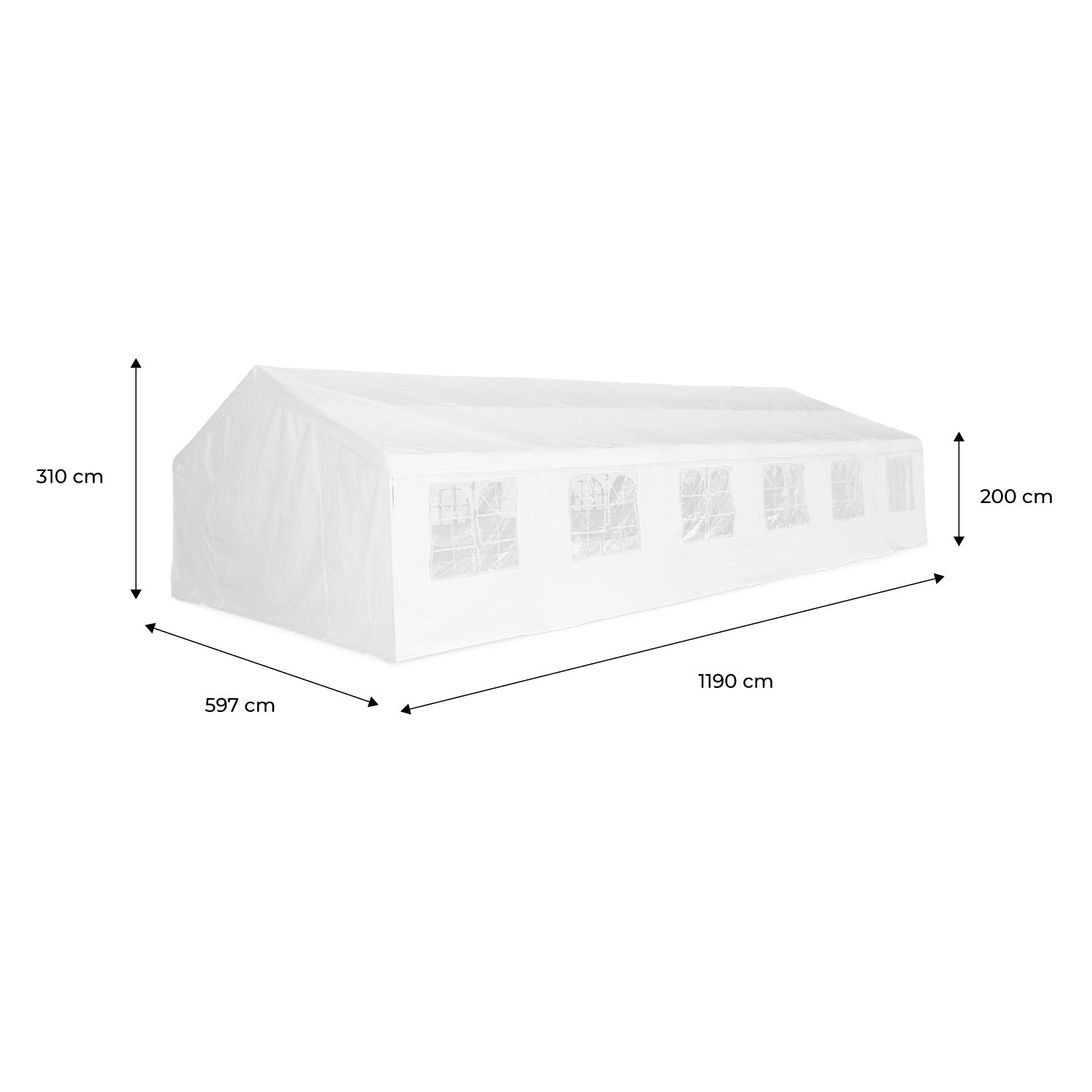 Tenda da ricevimento 6x12m, bianco