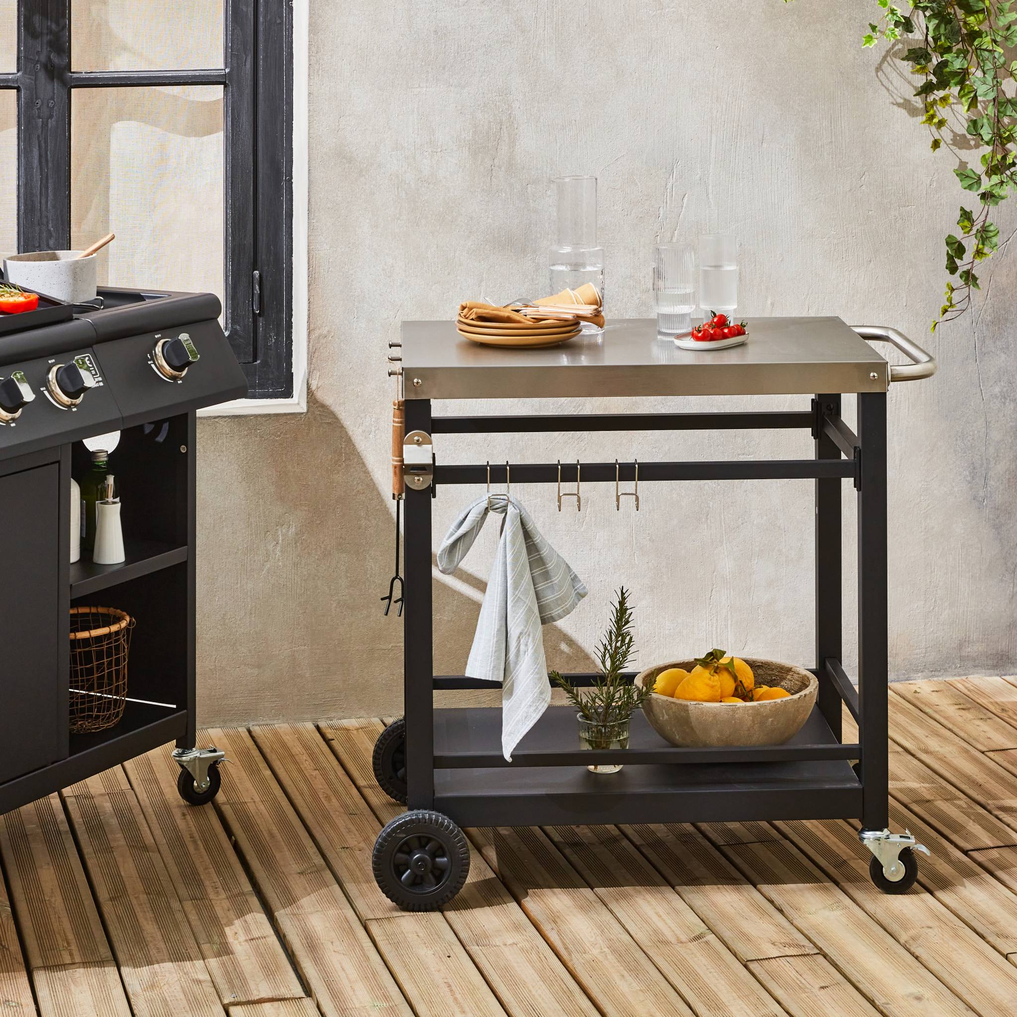 Carrello per barbecue, nero