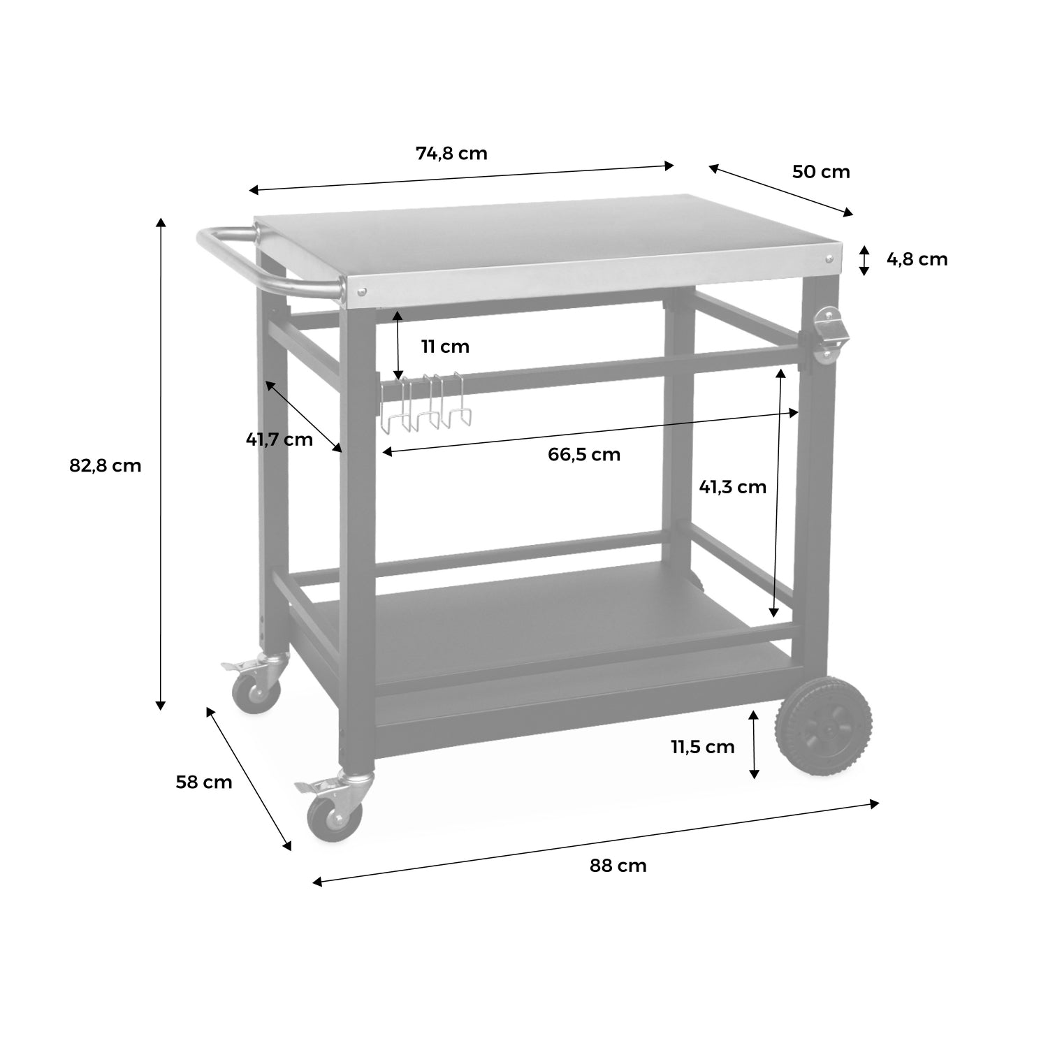 Carrello per barbecue, nero