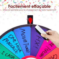 Gioco da tavolo Ruota della fortuna 18 pollici (φ 48 cm) giochi da tavolo personalizzabili con penna cancellabile, 2 puntatori 20_0007499