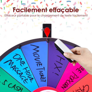 Gioco da tavolo Ruota della fortuna 18 pollici (φ 48 cm) giochi da tavolo personalizzabili con penna cancellabile, 2 puntatori 20_0007499