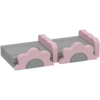 Set di 12 blocchi di schiuma per arrampicare, costruire, strisciare, tappetini da gioco in schiuma con cordura, Grigio+Rosa