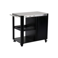 Carrello da cucina in acciaio con tavolino pieghevole,  94.5cm, nero