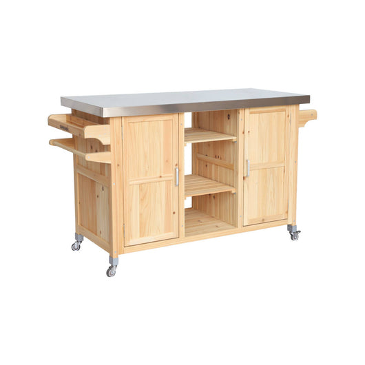 Cucina esterna in legno con maniglie e 7 vani portaoggetti, 130cm,