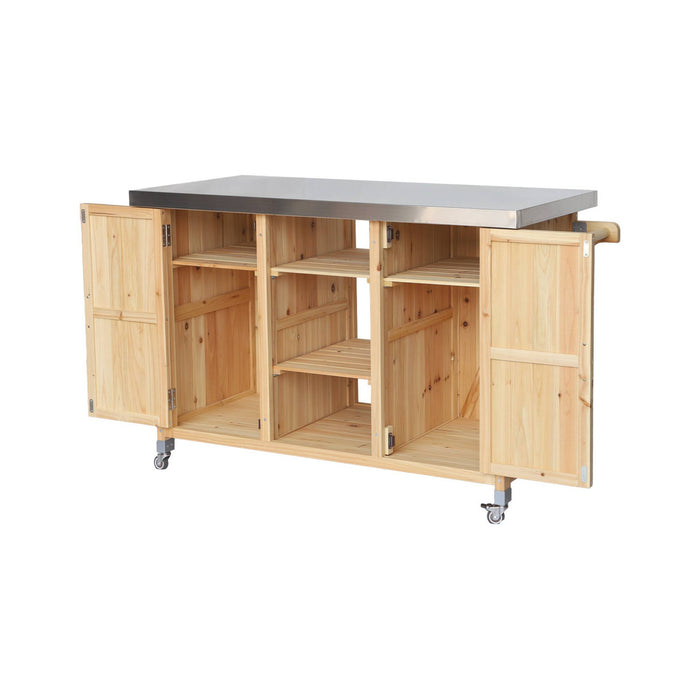 Cucina esterna in legno con maniglie e 7 vani portaoggetti, 130cm,