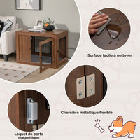 Gabbia per cani con 2 ante con serratura cuscino in lino mobili per cani in stile industriale 92 x 59 x 66,5 cm noce 20_0006490