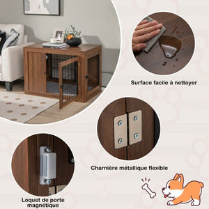 Gabbia per cani con 2 ante con serratura cuscino in lino mobili per cani in stile industriale 92 x 59 x 66,5 cm noce 20_0006490