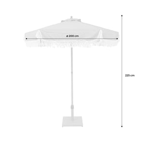 Ombrellone dritto con frange 2m, acciaio, beige