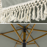 Ombrellone dritto con frange 2m, acciaio, verde kaki