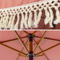 Ombrellone dritto con frange 2m, acciaio, terracotta