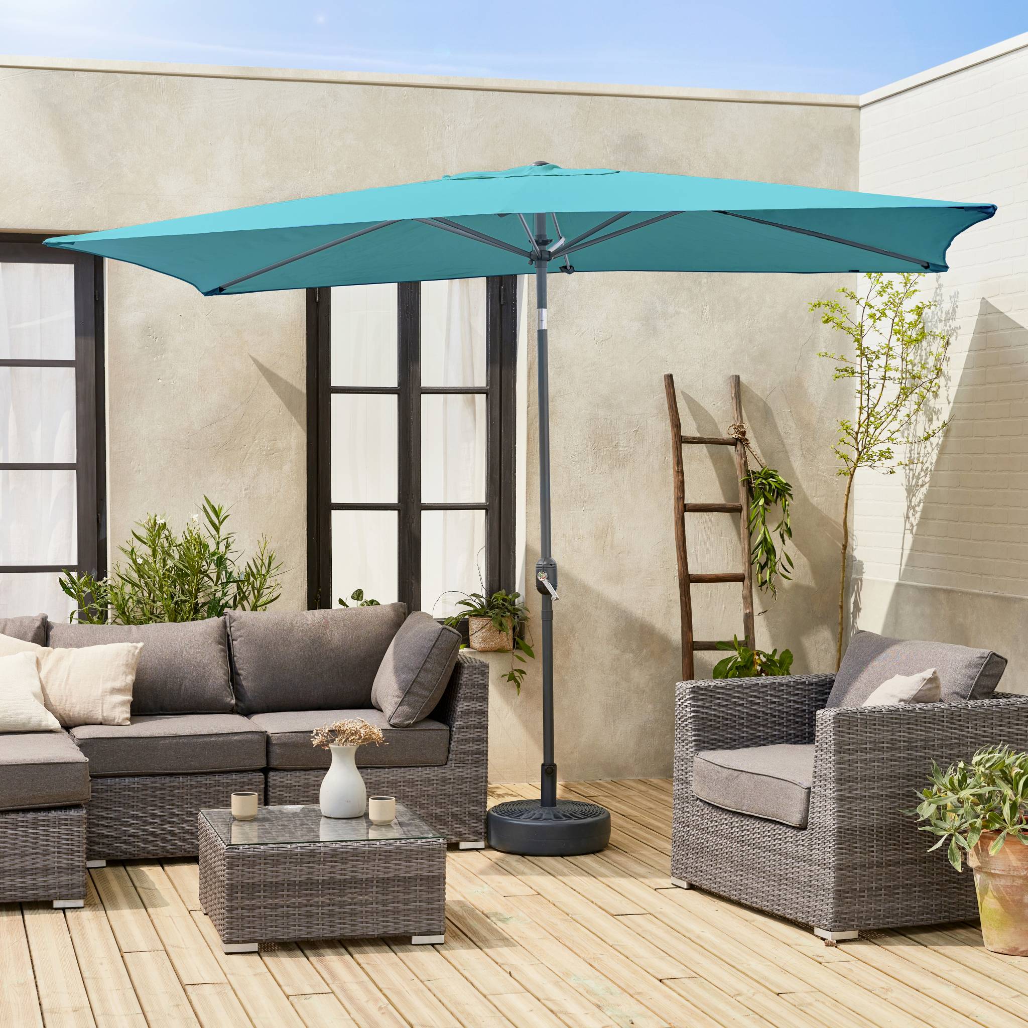 Ombrellone rettangolare 2x3m, turchese