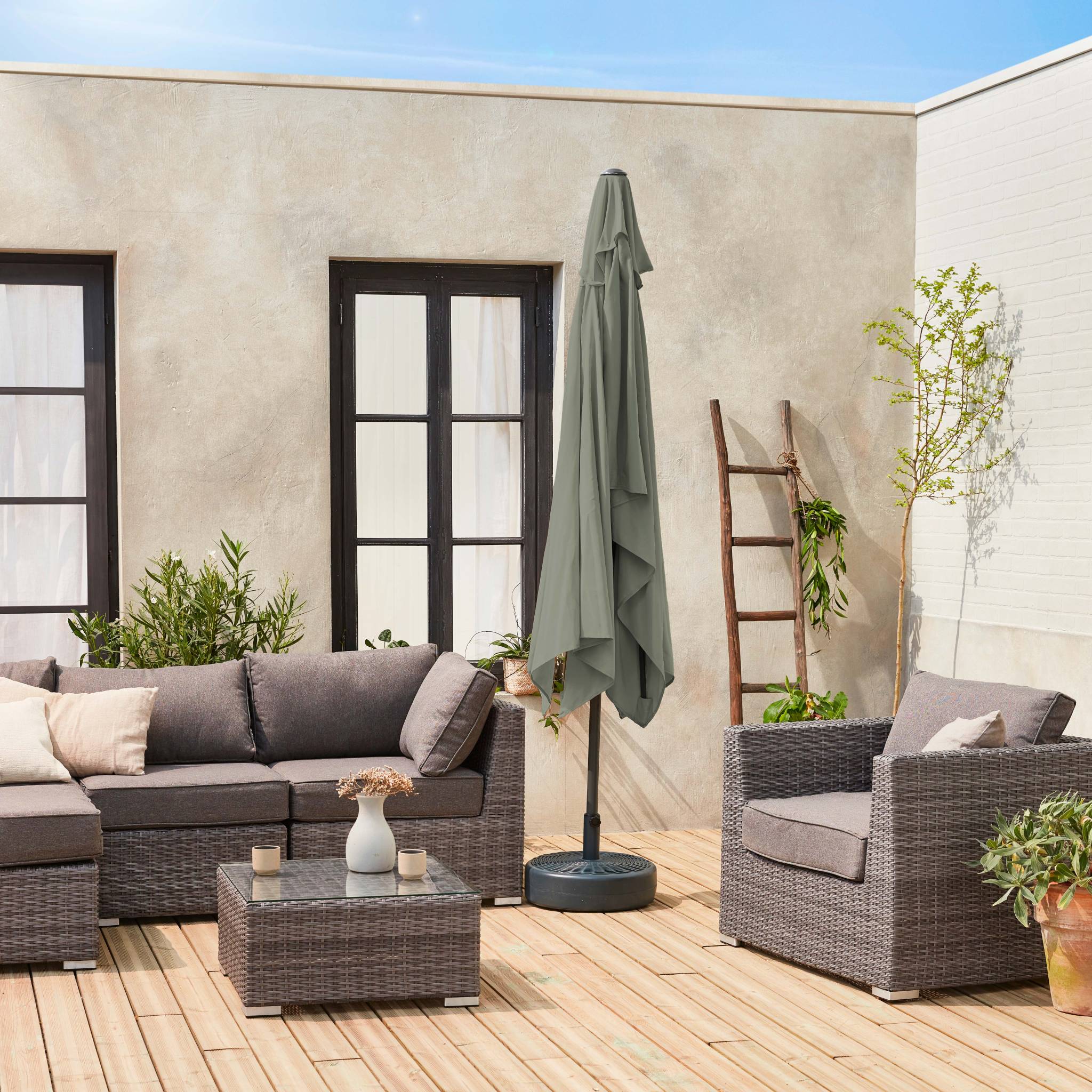 Ombrellone rettangolare 2x3m, verde kaki