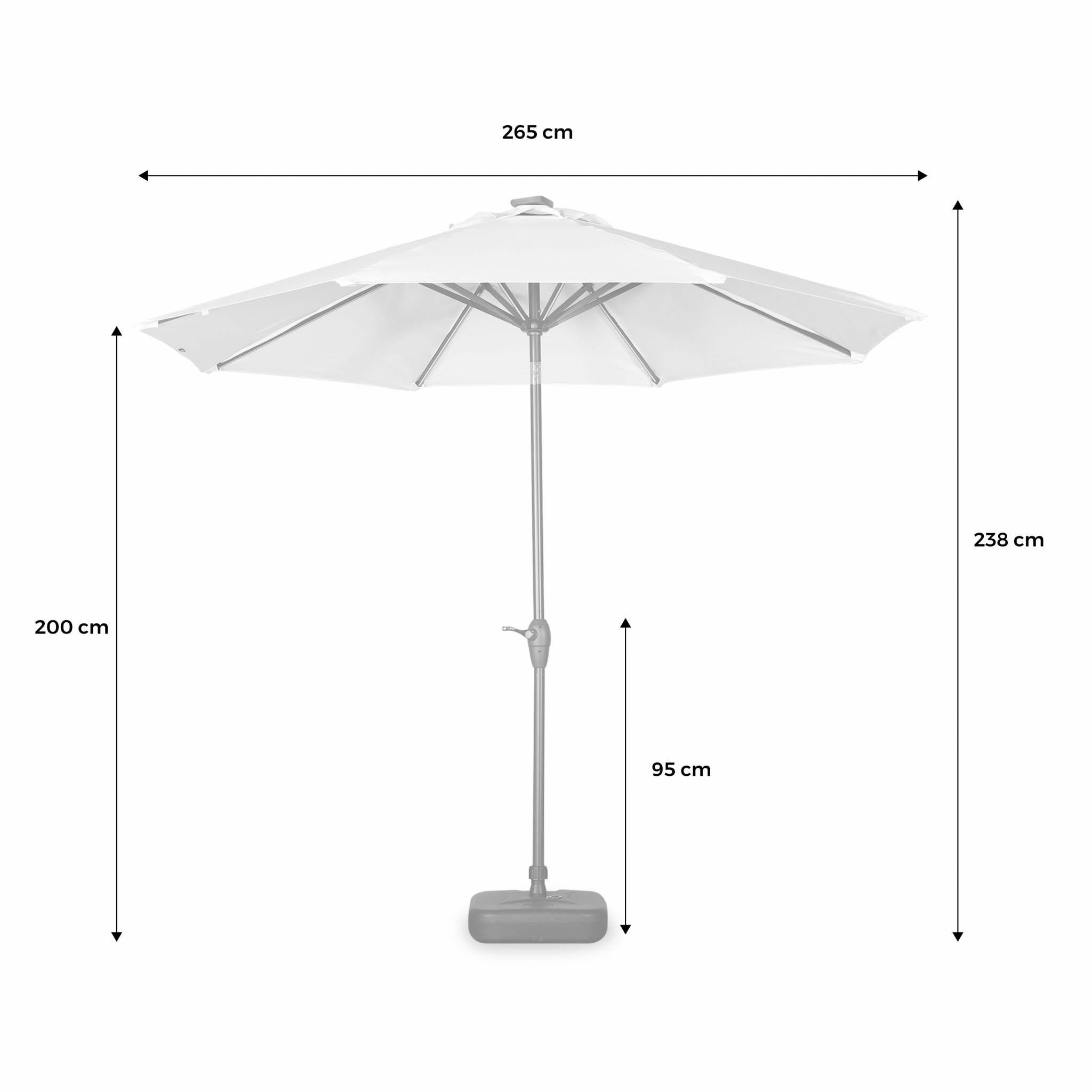 Ombrellone palo centrale  rotondo 2,7m  con luce led, rosso