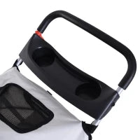 Passeggino per Cani Pieghevole in Tessuto con Cestino e Portabicchieri, 75x45x97cm - Grigio