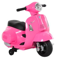 Moto Elettrica per Bambini 6V con Licenza Ufficiale Vespa Batteria, Motorino Elettrico per Bambini da 18-36 Mesi con Fari e Clacson, 66.5x38x52cm, Rosa