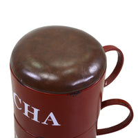 Puff metallo tazzine rosso tondo cm 44x30h50