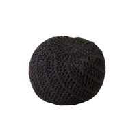 Puff tessuto crema blu tondo cm ø47h36