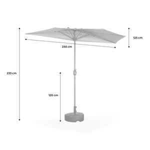 Mezzo ombrellone per balcone, 2.5m, grigio