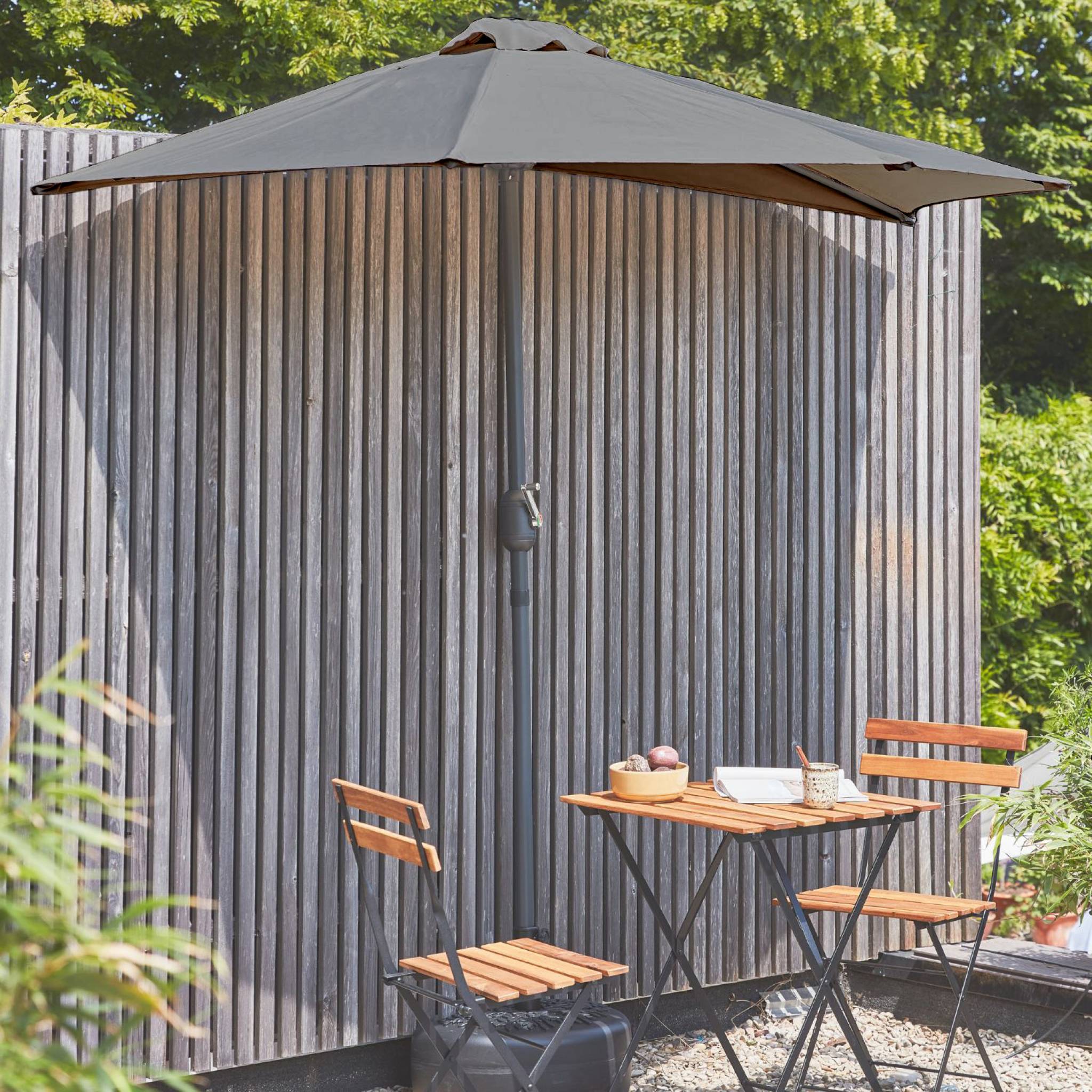 Mezzo ombrellone per balcone, 2.5m, grigio