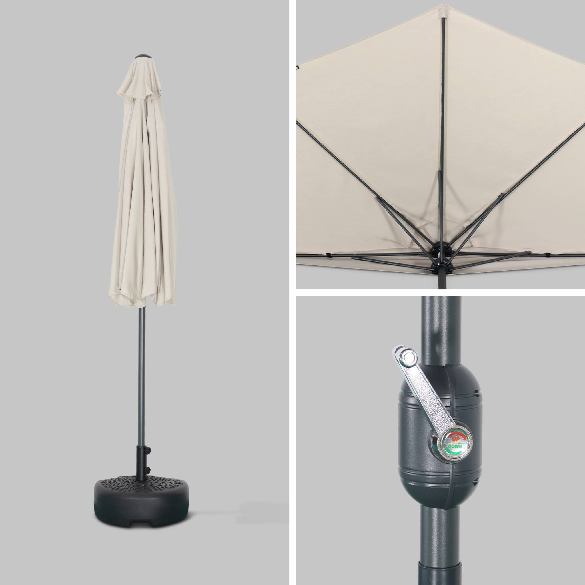 Mezzo ombrellone per balcone, 2.5m, sabbia