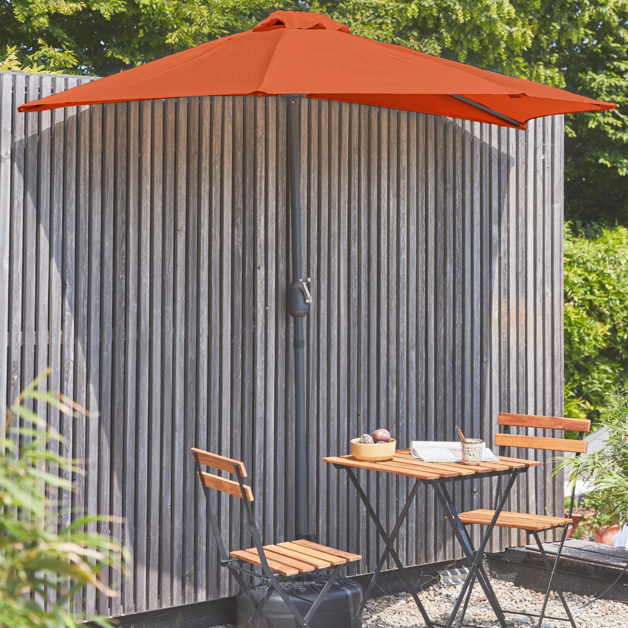 Mezzo ombrellone per balcone, 2.5m, terracotta