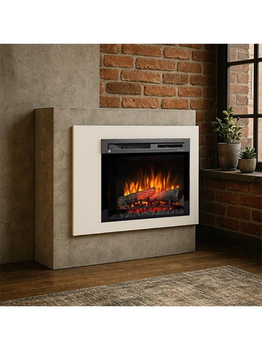Caminetto elettrico da pavimento a libera installazione a LED Bianco - Cemento - PULMARI