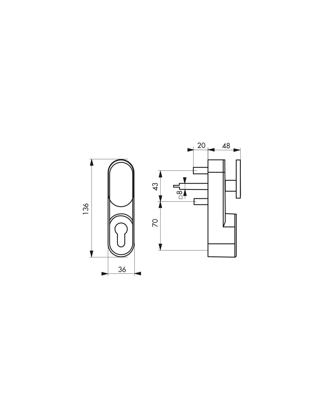 Pulsante di comando esterno, senza cilindro, grigio - THIRARD