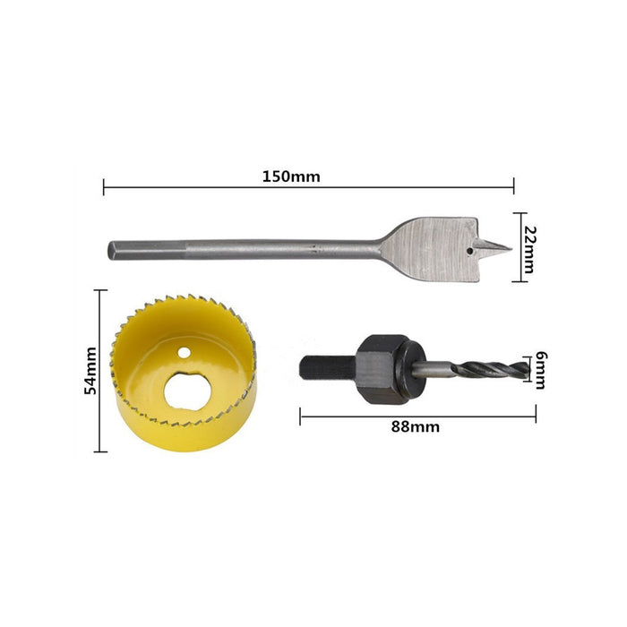 Trade Shop - Punta Trapano Per Foro Set 3 Pezzi Frese Fresa A Tazza Circolare Legno Plastica -