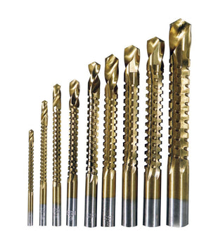 Punte Acciaio Set Da 9 Trapano Per Forare Titanio Legno Ferro Fresare Filettare         