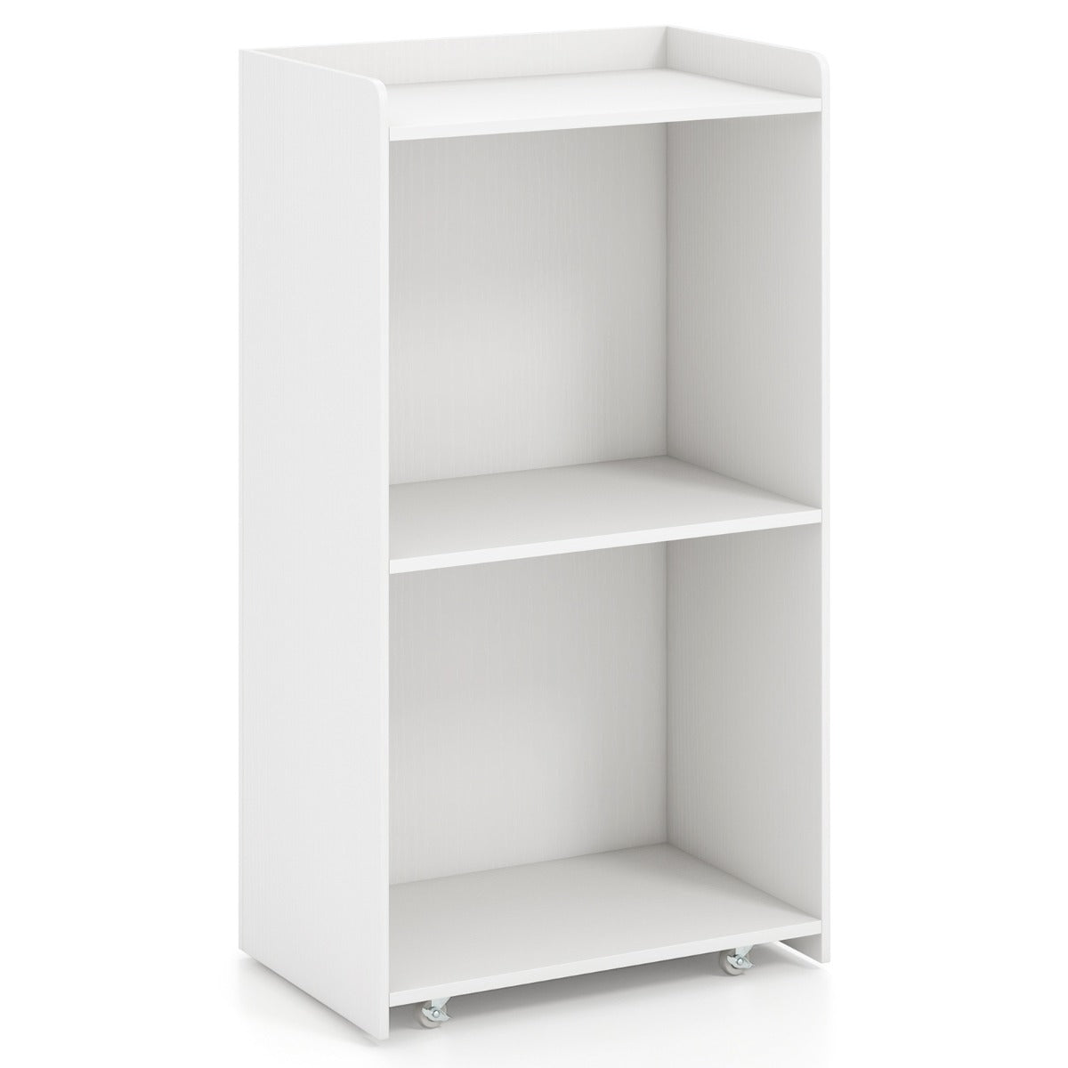 Supporto per laptop con ruote 57,5 ​​x 37 x 105 cm con 2 ripiani e ruote bloccabili in legno bianco 20_0020734