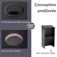 Leggio da podio da 46 pollici, supporto per hostess con ripiano e fori per cavi, leggio in legno per ristorante, ufficio, chiesa, nero 20_0005357