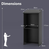 Leggio da podio da 46 pollici, supporto per hostess con ripiano e fori per cavi, leggio in legno per ristorante, ufficio, chiesa, nero 20_0005357