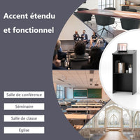 Leggio da podio da 46 pollici, supporto per hostess con ripiano e fori per cavi, leggio in legno per ristorante, ufficio, chiesa, nero 20_0005357