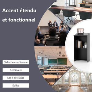 Leggio da podio da 46 pollici, supporto per hostess con ripiano e fori per cavi, leggio in legno per ristorante, ufficio, chiesa, nero 20_0005357