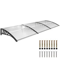 Tettoia per Esterni Curva con Viti e Bulloni Inclusi, in Policarbonato, PP e Alluminio, 122x89x24 cm