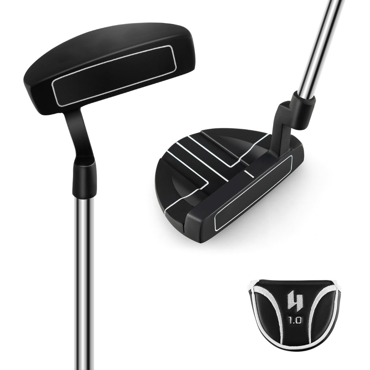 Putter da golf con coprizione linee di allineamento per migliorare la precisione, Putter stile mazza da 89 cm-Golf
