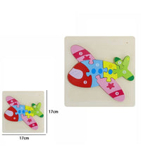 Puzzle 3d Blocchi Legno Forma Aereo Educativo Colorato Gioco Bambini Aereoplano         