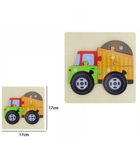 Puzzle 3d Blocchi Legno Forma Di Camion Educativo Colorato Gioco Bambini Animali         