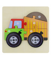 Puzzle 3d Blocchi Legno Forma Di Camion Educativo Colorato Gioco Bambini Animali         