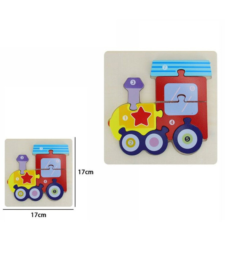 Puzzle 3d Blocchi Legno Forma Di Treno Educativo Colorato Gioco Bambini Trenino         