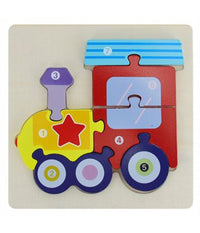 Puzzle 3d Blocchi Legno Forma Di Treno Educativo Colorato Gioco Bambini Trenino         