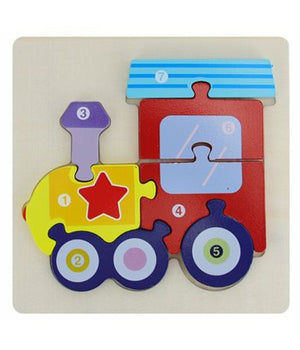Puzzle 3d Blocchi Legno Forma Di Treno Educativo Colorato Gioco Bambini Trenino         