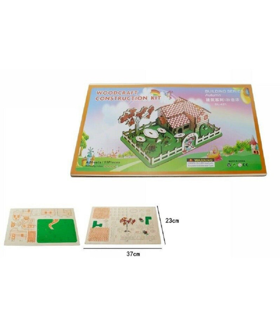 Puzzle 3d Casa Campagna Legno Modellino Modellismo Collezione Gioco Bambini 07350         