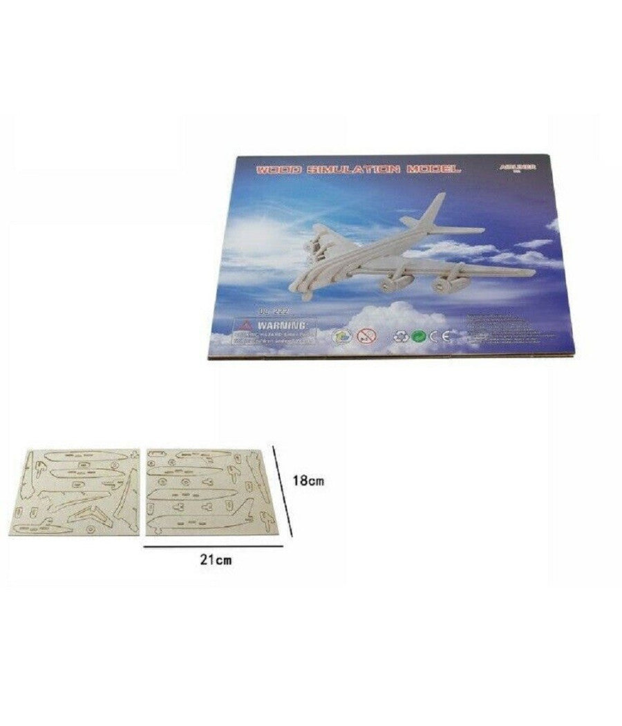Puzzle 3d Legno Aereo Linea Modellino Modellismo Collezione Gioco Bambini 07336         