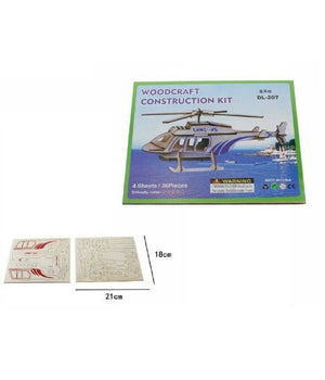 Puzzle 3d Legno Elicottero Modellino Modellismo Collezione Gioco Bambini 07337         