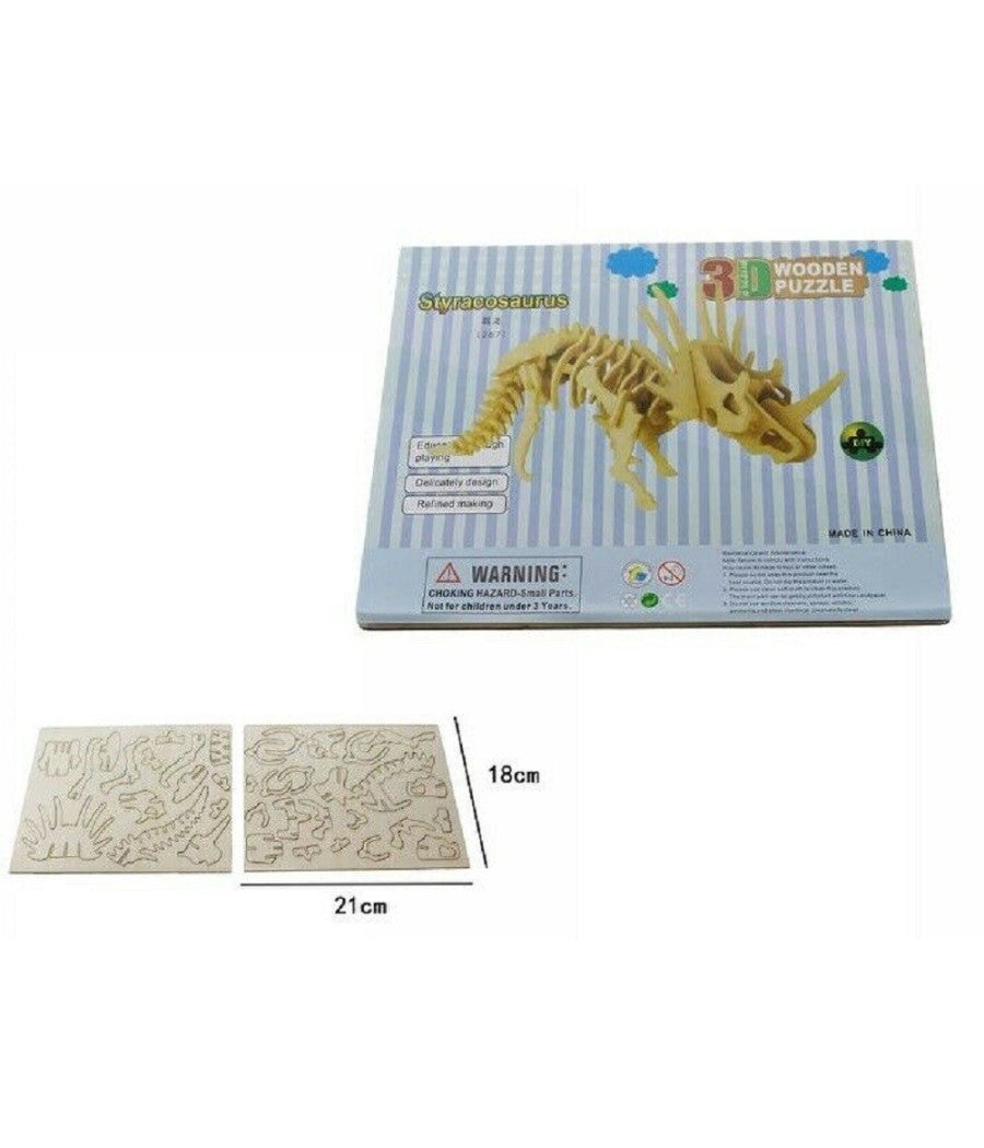 Puzzle 3d Legno Stiracosauro Modellino Modellismo Collezione Gioco Bambini 07340         