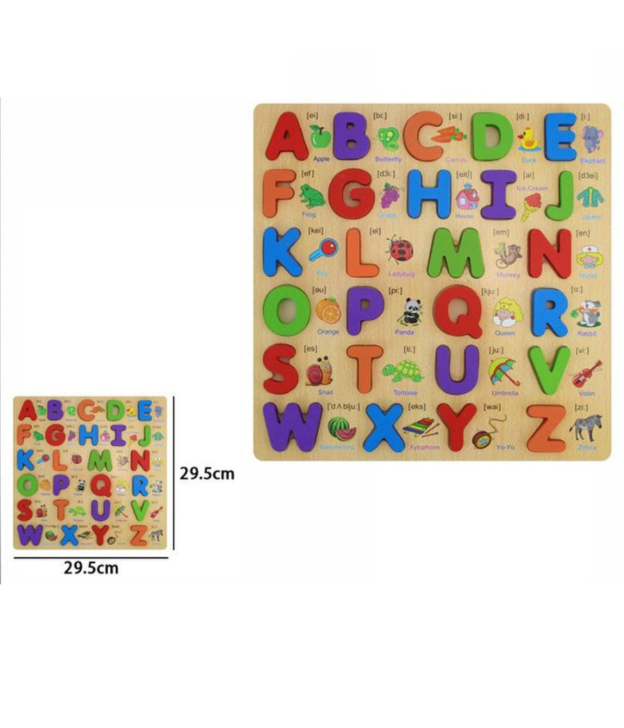 Puzzle Alfabeto 3d Giocattolo Educativo Bambini Puzzle 3d Lettere Legno Colorate         