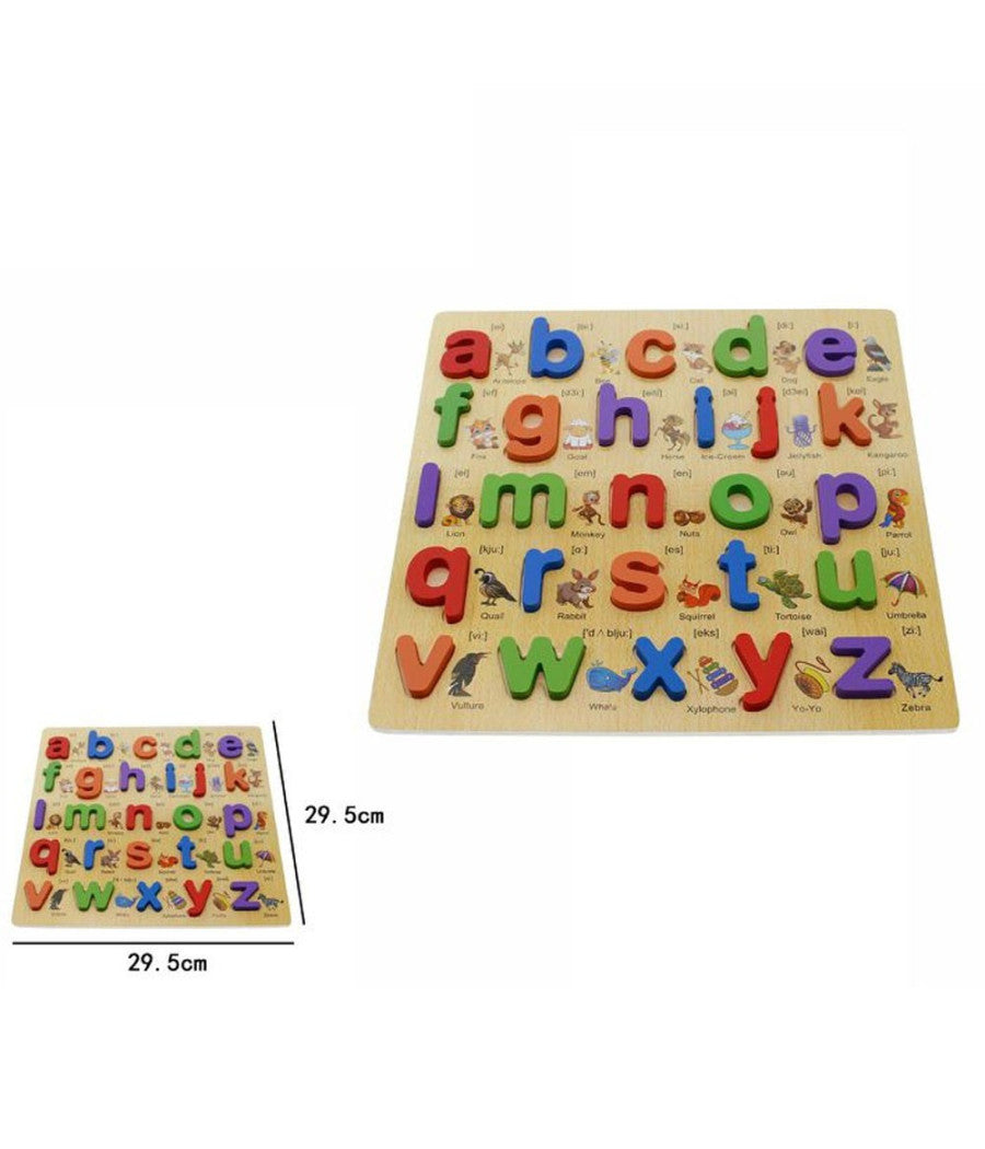 Puzzle Alfabeto 3d Giocattolo Educativo Bambini Puzzle Lettere Legno Minuscole         